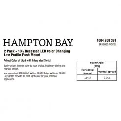 13 in. Brushed Nickel Selectable LED Flush Mount (2-Pack) by Hampton Bay -Hampton Bay Sales brushed nickel hampton bay flush mount lights jxm3011l bn d4 1000