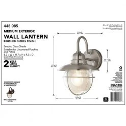 1-Light Brushed Nickel Outdoor Cottage Wall Lantern Sconce by Hampton Bay -Hampton Bay Sales brushed nickel hampton bay outdoor sconces boa1691h bn 44 1000