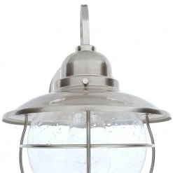 1-Light Brushed Nickel Outdoor Cottage Wall Lantern Sconce by Hampton Bay -Hampton Bay Sales brushed nickel hampton bay outdoor sconces boa1691h bn a0 1000
