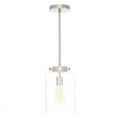 Mullins 6.75 in. 1-Light Brushed Nickel Mini Pendant with Clear Glass Shade by Hampton Bay 16 Mullins 6.75 in. 1-Light Brushed Nickel Mini Pendant with Clear Glass Shade by Hampton Bay -Hampton Bay Sales brushed nickel hampton bay pendant lights 27328 66 1000