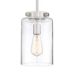 Mullins 6.75 in. 1-Light Brushed Nickel Mini Pendant with Clear Glass Shade by Hampton Bay 17 Mullins 6.75 in. 1-Light Brushed Nickel Mini Pendant with Clear Glass Shade by Hampton Bay -Hampton Bay Sales brushed nickel hampton bay pendant lights 27328 77 1000