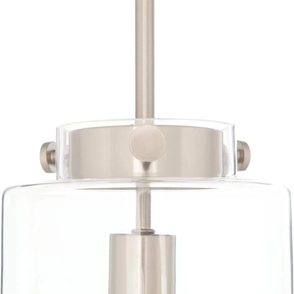 Mullins 6.75 in. 1-Light Brushed Nickel Mini Pendant with Clear Glass Shade by Hampton Bay 7 Mullins 6.75 in. 1-Light Brushed Nickel Mini Pendant with Clear Glass Shade by Hampton Bay - Image 7