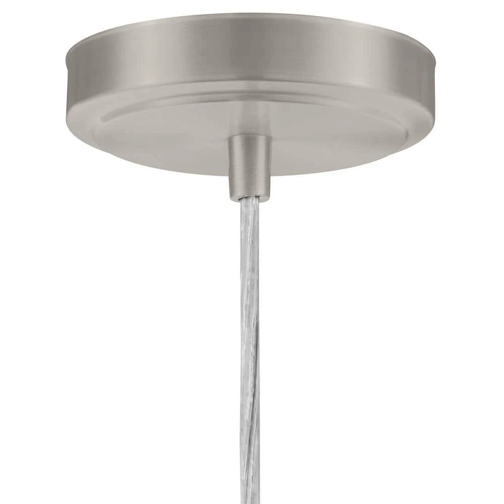 Gillian 1-Light Brushed Nickel Cone Mini Pendant with Clear Hammered Glass by Hampton Bay 5 Gillian 1-Light Brushed Nickel Cone Mini Pendant with Clear Hammered Glass by Hampton Bay - Image 5