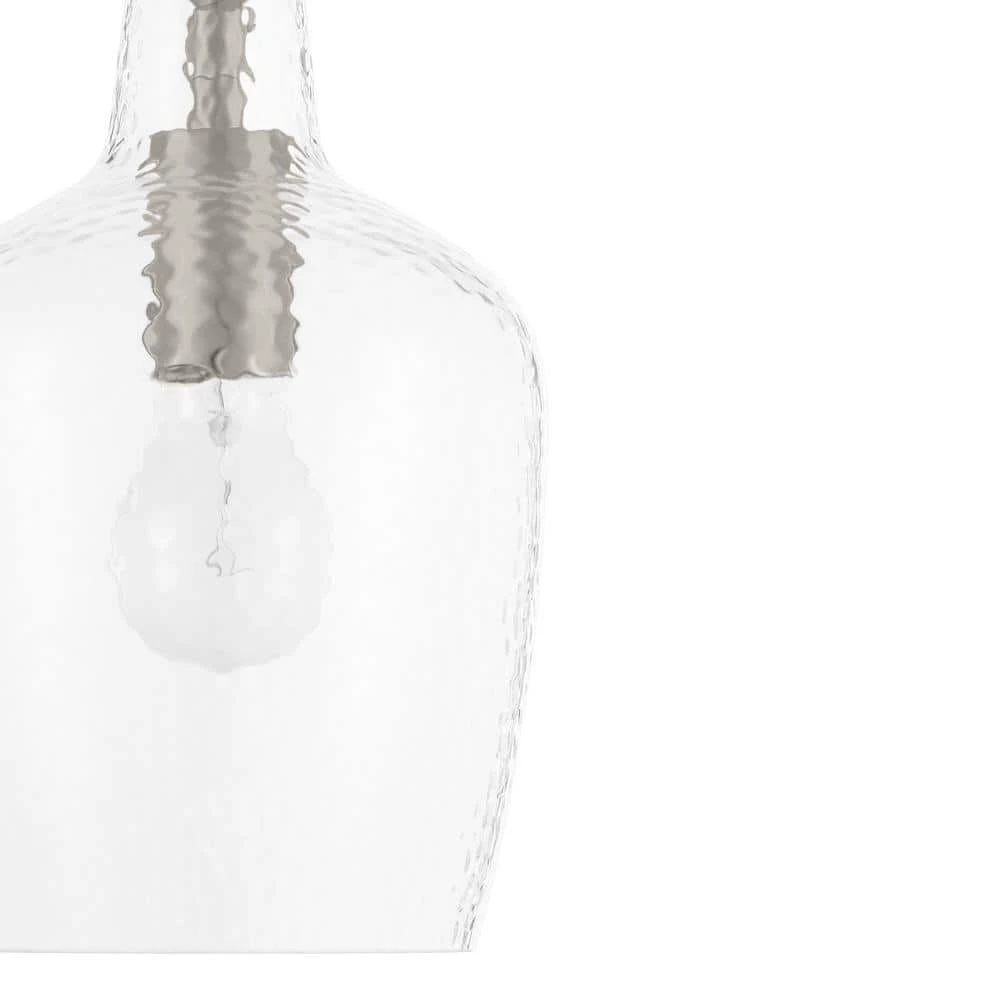 Gillian 1-Light Brushed Nickel Cone Mini Pendant with Clear Hammered Glass by Hampton Bay 3 Gillian 1-Light Brushed Nickel Cone Mini Pendant with Clear Hammered Glass by Hampton Bay - Image 3