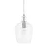 Gillian 1-Light Brushed Nickel Cone Mini Pendant with Clear Hammered Glass by Hampton Bay