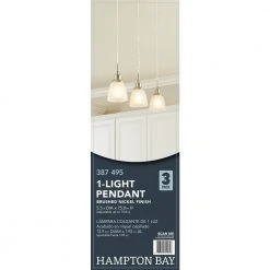 Riverbrook 1-Light Brushed Nickel Mini Pendant with Frosted White Glass Shade (3-Pack) by Hampton Bay 22 Riverbrook 1-Light Brushed Nickel Mini Pendant with Frosted White Glass Shade (3-Pack) by Hampton Bay -Hampton Bay Sales brushed nickel hampton bay pendant lights hbv8991 bn fa 1000
