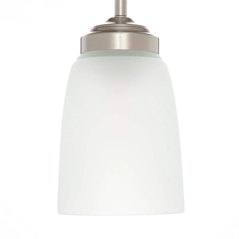 1-Light Brushed Nickel Mini Pendant with Frosted Glass Shade by Hampton Bay 5 1-Light Brushed Nickel Mini Pendant with Frosted Glass Shade by Hampton Bay - Image 5