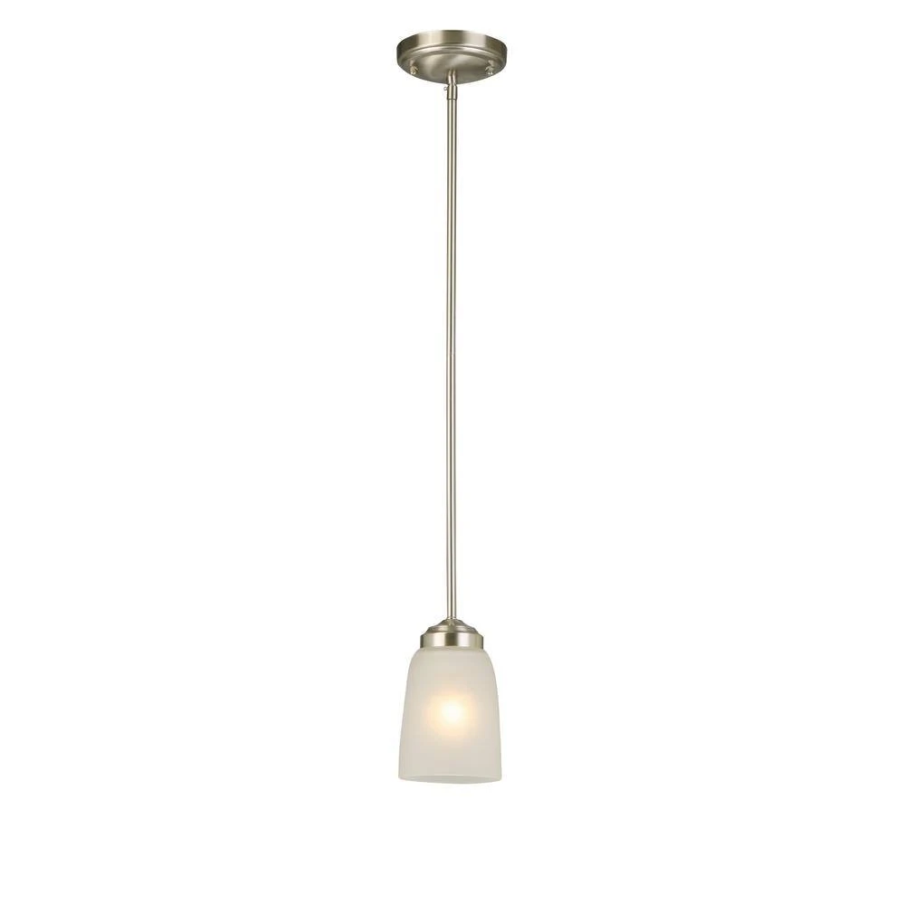 1-Light Brushed Nickel Mini Pendant with Frosted Glass Shade by Hampton Bay 9 1-Light Brushed Nickel Mini Pendant with Frosted Glass Shade by Hampton Bay - Image 9