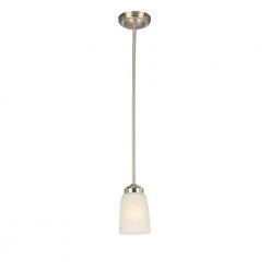 1-Light Brushed Nickel Mini Pendant with Frosted Glass Shade by Hampton Bay