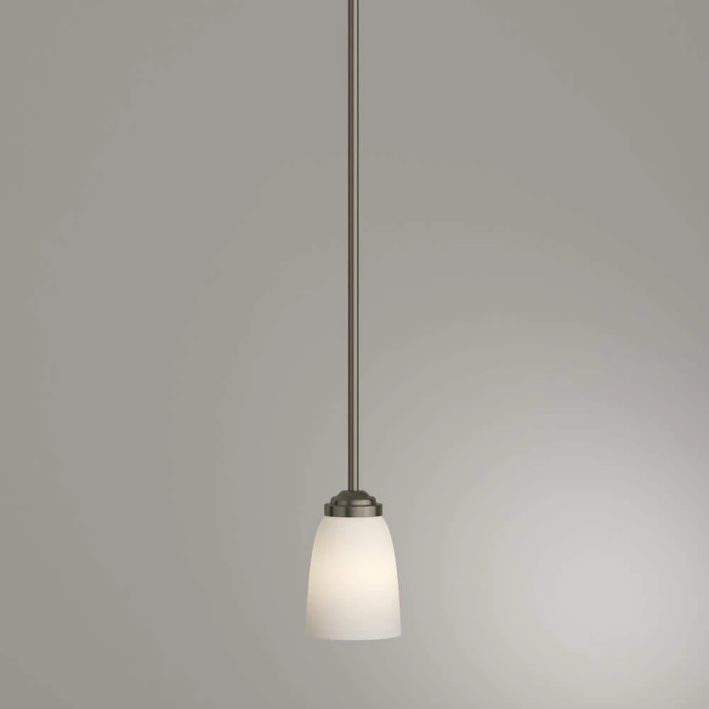 1-Light Brushed Nickel Mini Pendant with Frosted Glass Shade by Hampton Bay 13 1-Light Brushed Nickel Mini Pendant with Frosted Glass Shade by Hampton Bay - Image 13