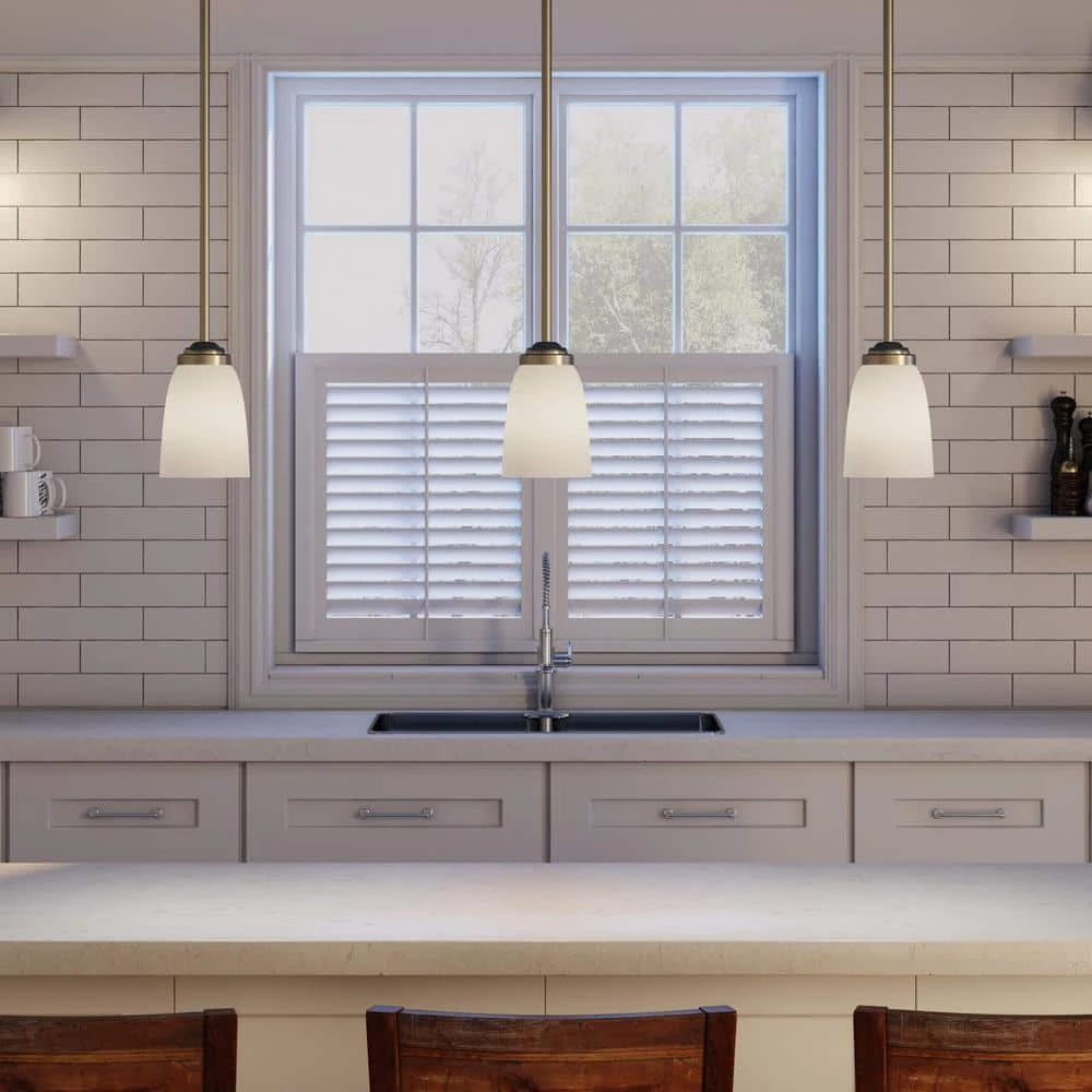 1-Light Brushed Nickel Mini Pendant with Frosted Glass Shade by Hampton Bay 2 1-Light Brushed Nickel Mini Pendant with Frosted Glass Shade by Hampton Bay - Image 2