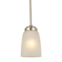 1-Light Brushed Nickel Mini Pendant with Frosted Glass Shade by Hampton Bay 24 1-Light Brushed Nickel Mini Pendant with Frosted Glass Shade by Hampton Bay -Hampton Bay Sales brushed nickel hampton bay pendant lights iut8991a 2 fa 1000