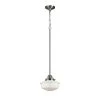 Belvedere Park 1-Light Brushed Nickel Mini-Pendant Hanging Light with Frosted Glass Shade, Farmhouse Kitchen Lighting by Hampton Bay