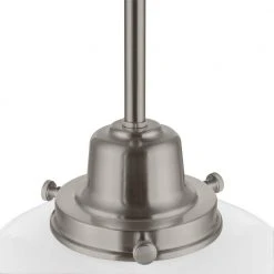 Belvedere Park 1-Light Brushed Nickel Mini-Pendant Hanging Light with Frosted Glass Shade, Farmhouse Kitchen Lighting by Hampton Bay -Hampton Bay Sales brushed nickel hampton bay pendant lights kfn8901as 01 bn a0 1000