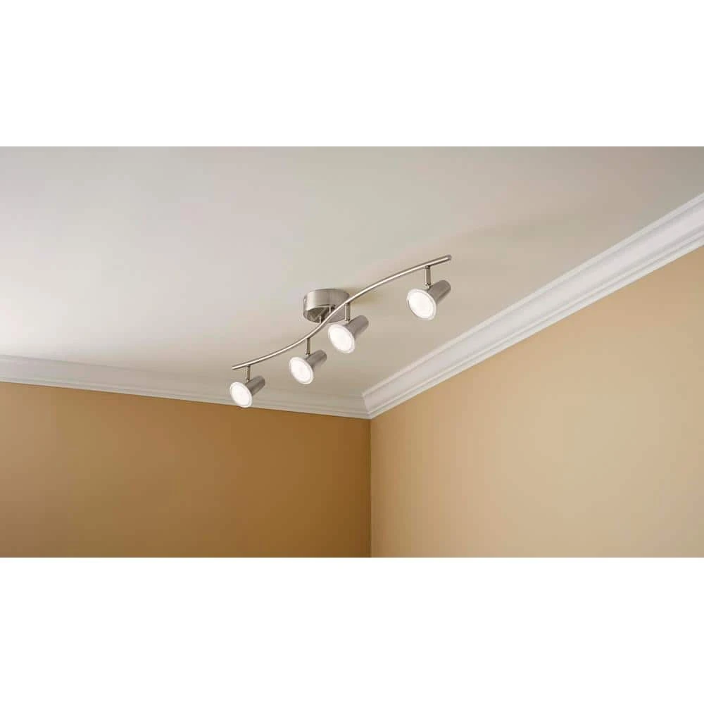 Kenmont 4 ft. 4-Light Brushed Nickel Integrated LED Wave Fixed Track Lighting Kit by Hampton Bay 3 Kenmont 4 ft. 4-Light Brushed Nickel Integrated LED Wave Fixed Track Lighting Kit by Hampton Bay - Image 3