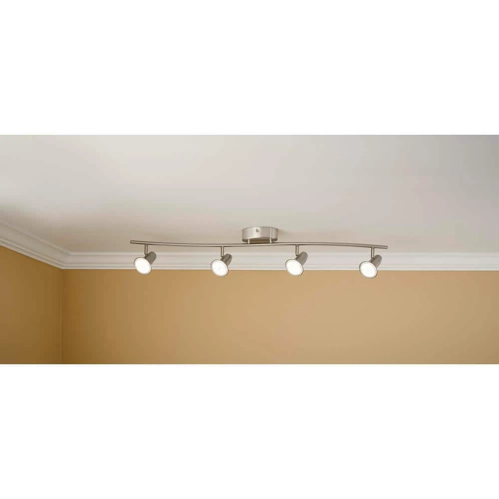 Kenmont 4 ft. 4-Light Brushed Nickel Integrated LED Wave Fixed Track Lighting Kit by Hampton Bay 2 Kenmont 4 ft. 4-Light Brushed Nickel Integrated LED Wave Fixed Track Lighting Kit by Hampton Bay - Image 2