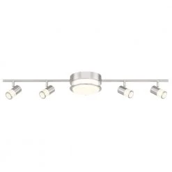 Greyrock 3.44 ft. 4-Light Brushed Nickel Integrated LED Fixed Track Lighting Kit w/ Rotating Heads and Flush Mount Light by Hampton Bay