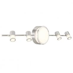 Greyrock 3.44 ft. 4-Light Brushed Nickel Integrated LED Fixed Track Lighting Kit w/ Rotating Heads and Flush Mount Light by Hampton Bay 14 Greyrock 3.44 ft. 4-Light Brushed Nickel Integrated LED Fixed Track Lighting Kit w/ Rotating Heads and Flush Mount Light by Hampton Bay -Hampton Bay Sales brushed nickel hampton bay track lighting kits hbtf1045r3 35 66 1000