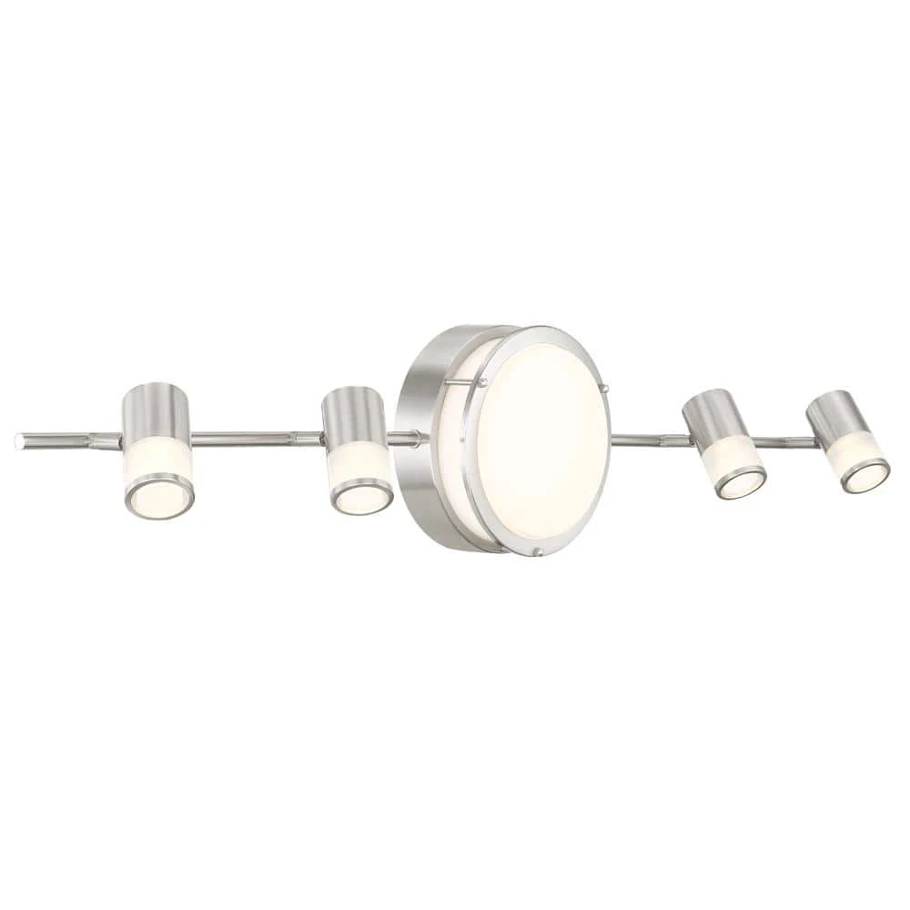 Greyrock 3.44 ft. 4-Light Brushed Nickel Integrated LED Fixed Track Lighting Kit w/ Rotating Heads and Flush Mount Light by Hampton Bay 6 Greyrock 3.44 ft. 4-Light Brushed Nickel Integrated LED Fixed Track Lighting Kit w/ Rotating Heads and Flush Mount Light by Hampton Bay - Image 6