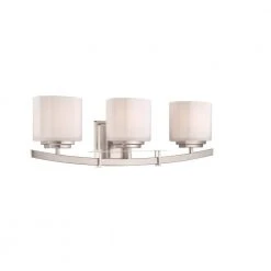Architecture 3-Light Brushed Nickel Vanity Light with Etched White Glass Shades by Hampton Bay -Hampton Bay Sales brushed nickel hampton bay vanity lighting 15041 1f 1000
