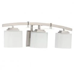 Architecture 3-Light Brushed Nickel Vanity Light with Etched White Glass Shades by Hampton Bay -Hampton Bay Sales brushed nickel hampton bay vanity lighting 15041 4f 1000