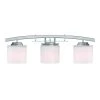 Architecture 3-Light Brushed Nickel Vanity Light with Etched White Glass Shades by Hampton Bay