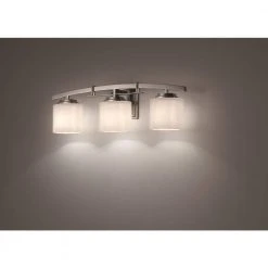 Architecture 3-Light Brushed Nickel Vanity Light with Etched White Glass Shades by Hampton Bay -Hampton Bay Sales brushed nickel hampton bay vanity lighting 15041 d4 1000
