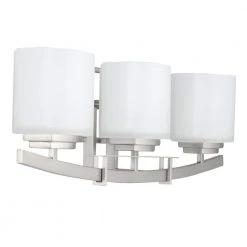 Architecture 3-Light Brushed Nickel Vanity Light with Etched White Glass Shades by Hampton Bay -Hampton Bay Sales brushed nickel hampton bay vanity lighting 15041 fa 1000