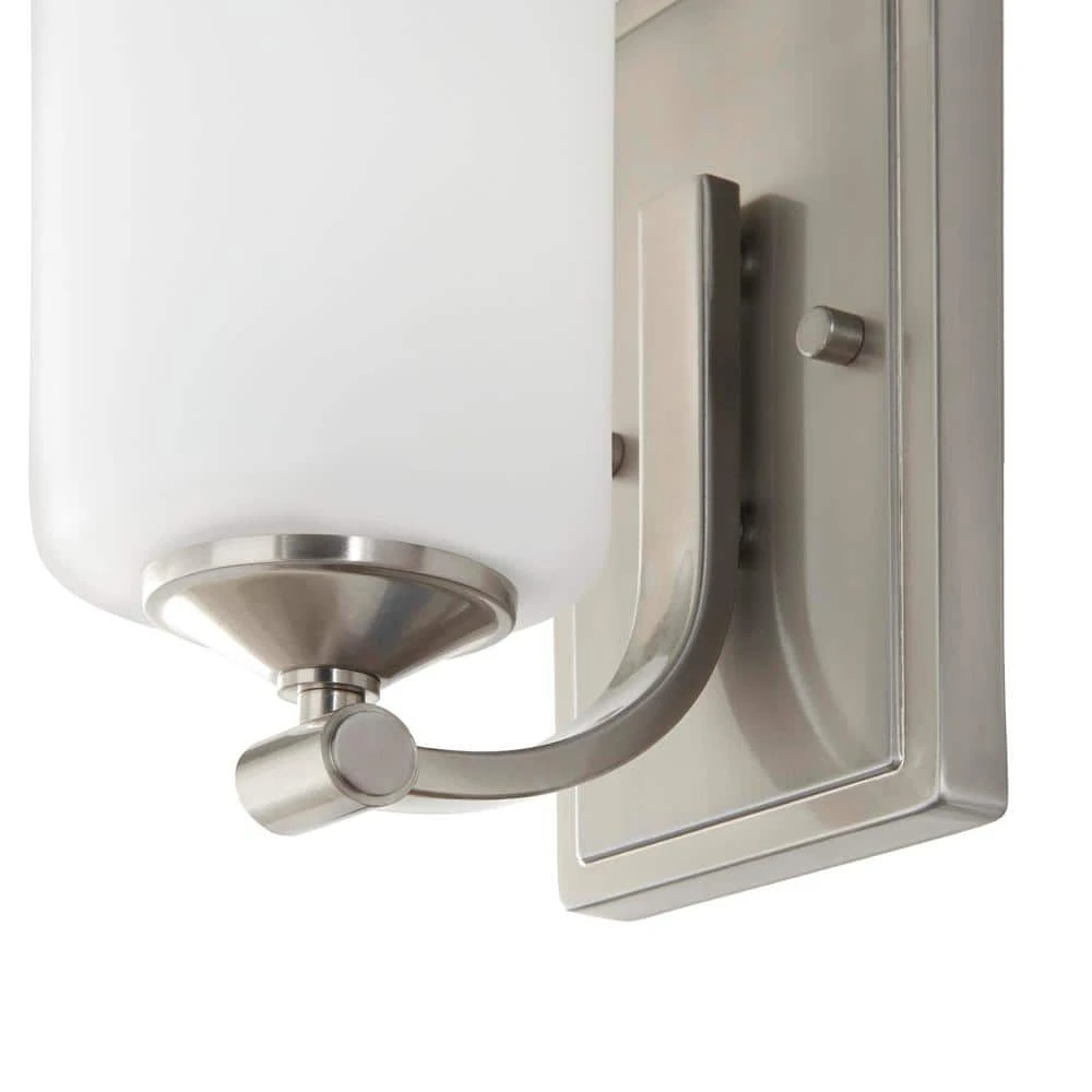 1-Light Brushed Nickel Wall Sconce with Frosted Opal Glass Shade by Hampton Bay 4 1-Light Brushed Nickel Wall Sconce with Frosted Opal Glass Shade by Hampton Bay - Image 4