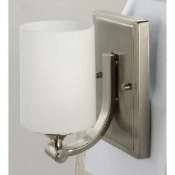 1-Light Brushed Nickel Wall Sconce with Frosted Opal Glass Shade by Hampton Bay 15 1-Light Brushed Nickel Wall Sconce with Frosted Opal Glass Shade by Hampton Bay -Hampton Bay Sales brushed nickel hampton bay vanity lighting 17678 4f 1000