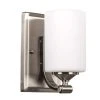 1-Light Brushed Nickel Wall Sconce with Frosted Opal Glass Shade by Hampton Bay