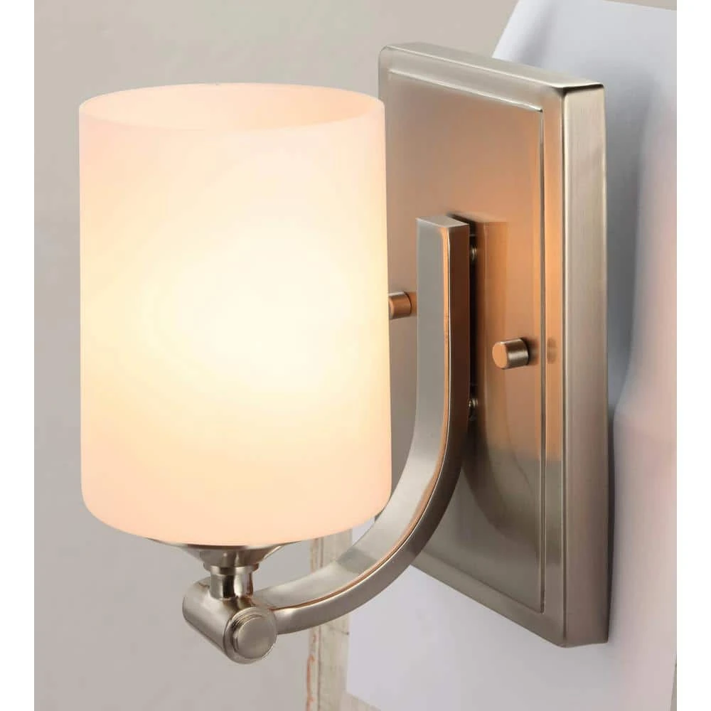 1-Light Brushed Nickel Wall Sconce with Frosted Opal Glass Shade by Hampton Bay 7 1-Light Brushed Nickel Wall Sconce with Frosted Opal Glass Shade by Hampton Bay - Image 7