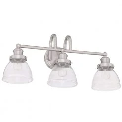 Albona 3-Light Brushed Nickel Vanity Light with Clear Seeded Glass Shades by Hampton Bay -Hampton Bay Sales brushed nickel hampton bay vanity lighting 20359 001 1f 1000