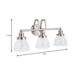 Albona 3-Light Brushed Nickel Vanity Light with Clear Seeded Glass Shades by Hampton Bay -Hampton Bay Sales brushed nickel hampton bay vanity lighting 20359 001 40 1000
