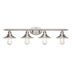 Glenhurst 4-Light Brushed Nickel Industrial Farmhouse Bathroom Vanity Light Fixture with Metal Shades by Hampton Bay -Hampton Bay Sales brushed nickel hampton bay vanity lighting 20514 bn 77 1000