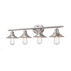 Glenhurst 4-Light Brushed Nickel Industrial Farmhouse Bathroom Vanity Light Fixture with Metal Shades by Hampton Bay -Hampton Bay Sales brushed nickel hampton bay vanity lighting 20514 bn c3 1000