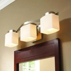 Aldridge 3-Light Brushed Nickel Vanity Light with Etched White Glass Shades by Hampton Bay 15 Aldridge 3-Light Brushed Nickel Vanity Light with Etched White Glass Shades by Hampton Bay -Hampton Bay Sales brushed nickel hampton bay vanity lighting 25090 77 1000