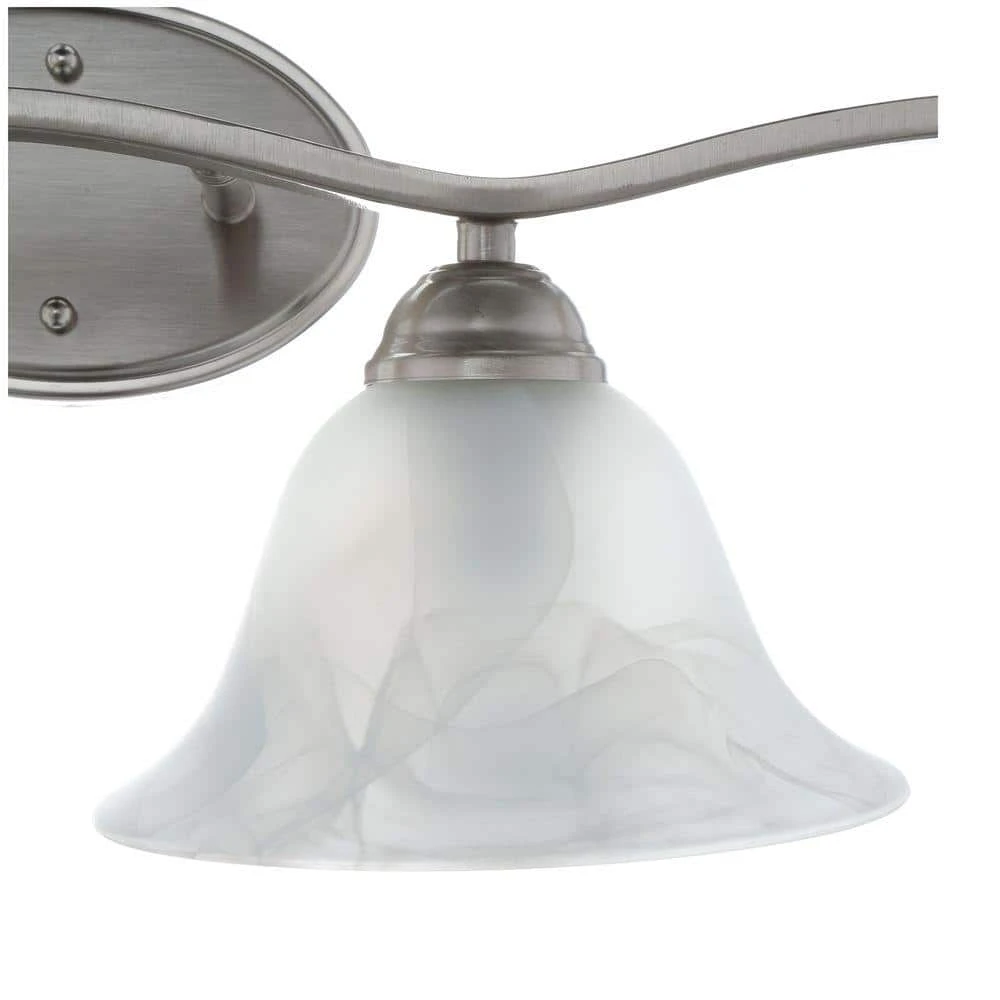 Andenne 4-Light Brushed Nickel Bathroom Vanity Light with Bell Shaped Marbleized Glass Shades by Hampton Bay 10 Andenne 4-Light Brushed Nickel Bathroom Vanity Light with Bell Shaped Marbleized Glass Shades by Hampton Bay - Image 10