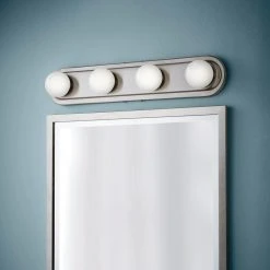 Midford 160-Watt Equivalent 4-Light Brushed Nickel Integrated LED Hollywood Vanity Light by Hampton Bay -Hampton Bay Sales brushed nickel hampton bay vanity lighting 5900 sn e1 1000