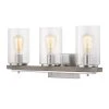 Boswell Quarter 8 in. 3-Light Brushed Nickel Vanity Light with Weathered Wood Accents by Hampton Bay