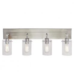 Regan 29.13 in. 4-Light Brushed Nickel Bathroom Vanity Light with Clear Glass Shades by Hampton Bay -Hampton Bay Sales brushed nickel hampton bay vanity lighting ds19074 1f 1000