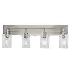 Regan 29.13 in. 4-Light Brushed Nickel Bathroom Vanity Light with Clear Glass Shades by Hampton Bay -Hampton Bay Sales brushed nickel hampton bay vanity lighting ds19074 44 1000