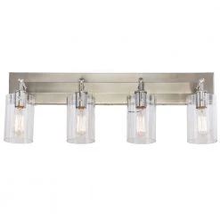 Regan 29.13 in. 4-Light Brushed Nickel Bathroom Vanity Light with Clear Glass Shades by Hampton Bay -Hampton Bay Sales brushed nickel hampton bay vanity lighting ds19074 4f 1000