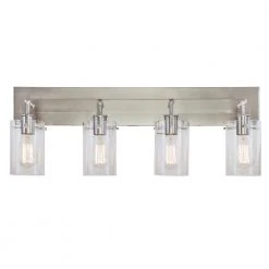 Regan 29.13 in. 4-Light Brushed Nickel Bathroom Vanity Light with Clear Glass Shades by Hampton Bay -Hampton Bay Sales brushed nickel hampton bay vanity lighting ds19074 fa 1000
