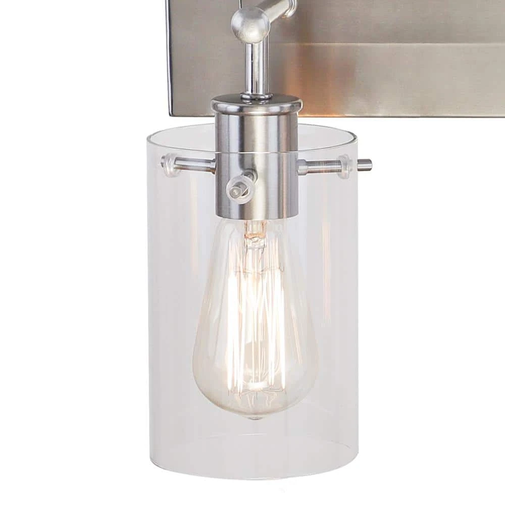 Regan 12.75 in. 2-Light Brushed Nickel Vanity Light with Clear Glass Shades by Hampton Bay 5 Regan 12.75 in. 2-Light Brushed Nickel Vanity Light with Clear Glass Shades by Hampton Bay - Image 5