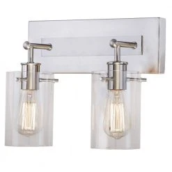 Regan 12.75 in. 2-Light Brushed Nickel Vanity Light with Clear Glass Shades by Hampton Bay 20 Regan 12.75 in. 2-Light Brushed Nickel Vanity Light with Clear Glass Shades by Hampton Bay -Hampton Bay Sales brushed nickel hampton bay vanity lighting ds19076 1f 1000