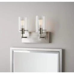 Regan 12.75 in. 2-Light Brushed Nickel Vanity Light with Clear Glass Shades by Hampton Bay 13 Regan 12.75 in. 2-Light Brushed Nickel Vanity Light with Clear Glass Shades by Hampton Bay -Hampton Bay Sales brushed nickel hampton bay vanity lighting ds19076 40 1000