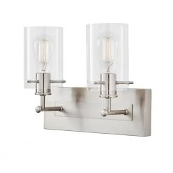 Regan 12.75 in. 2-Light Brushed Nickel Vanity Light with Clear Glass Shades by Hampton Bay 16 Regan 12.75 in. 2-Light Brushed Nickel Vanity Light with Clear Glass Shades by Hampton Bay -Hampton Bay Sales brushed nickel hampton bay vanity lighting ds19076 66 1000