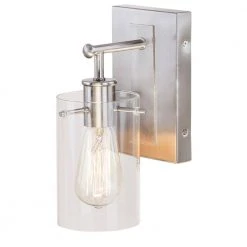 Regan 4.5 in. 1-Light Brushed Nickel Wall Bath Light with Clear Glass Shade by Hampton Bay -Hampton Bay Sales brushed nickel hampton bay vanity lighting ds19078 4f 1000