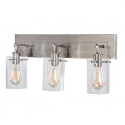 Regan 21 in. 3-Light Brushed Nickel Bathroom Vanity Light with Clear Glass Shades by Hampton Bay -Hampton Bay Sales brushed nickel hampton bay vanity lighting ds19268 44 1000